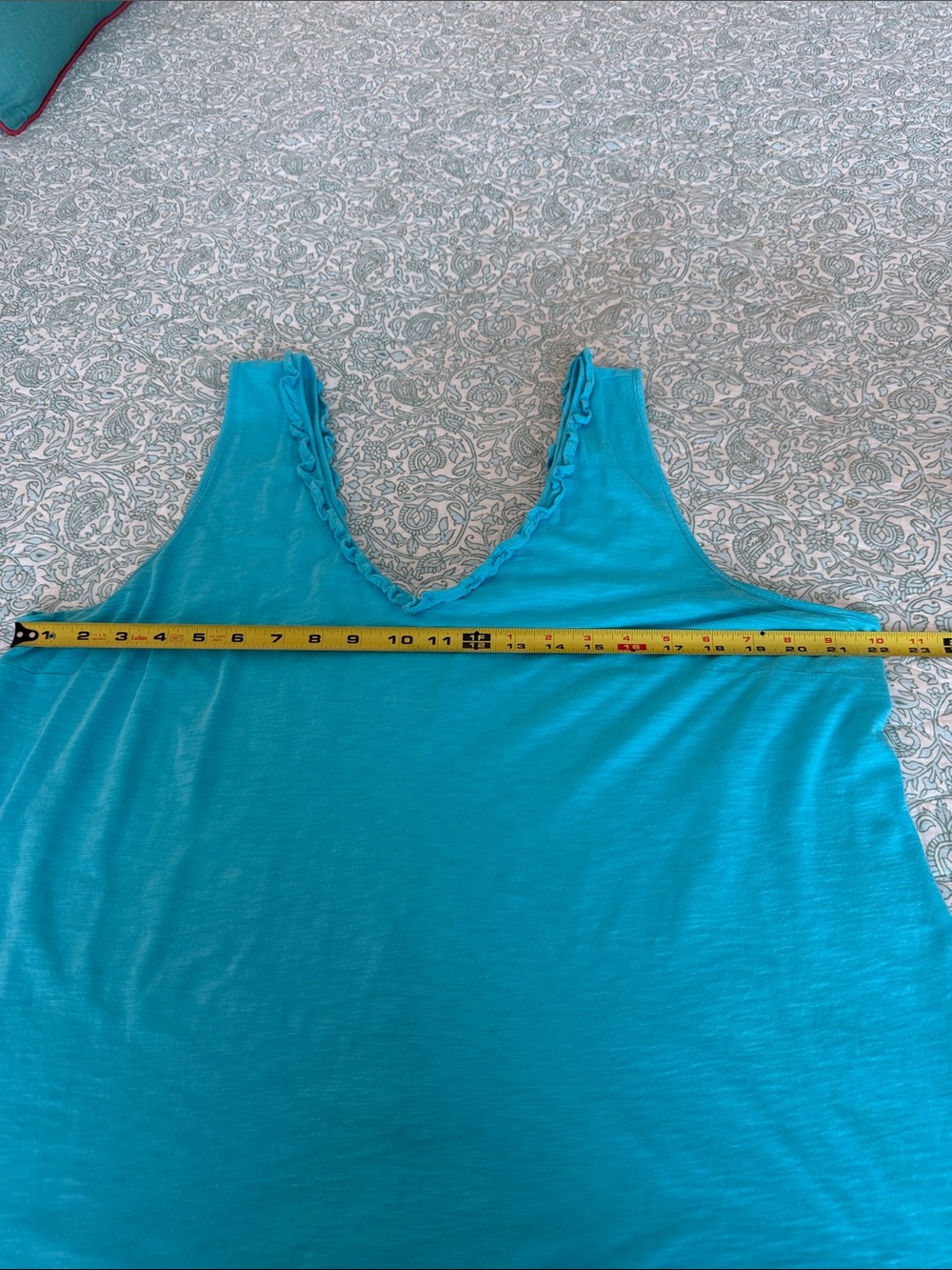 Lilly Pulitzer Women's XXL Turquoise Ruffle Tank Top Pima Cotton Plus Size - Picture 3 of 16